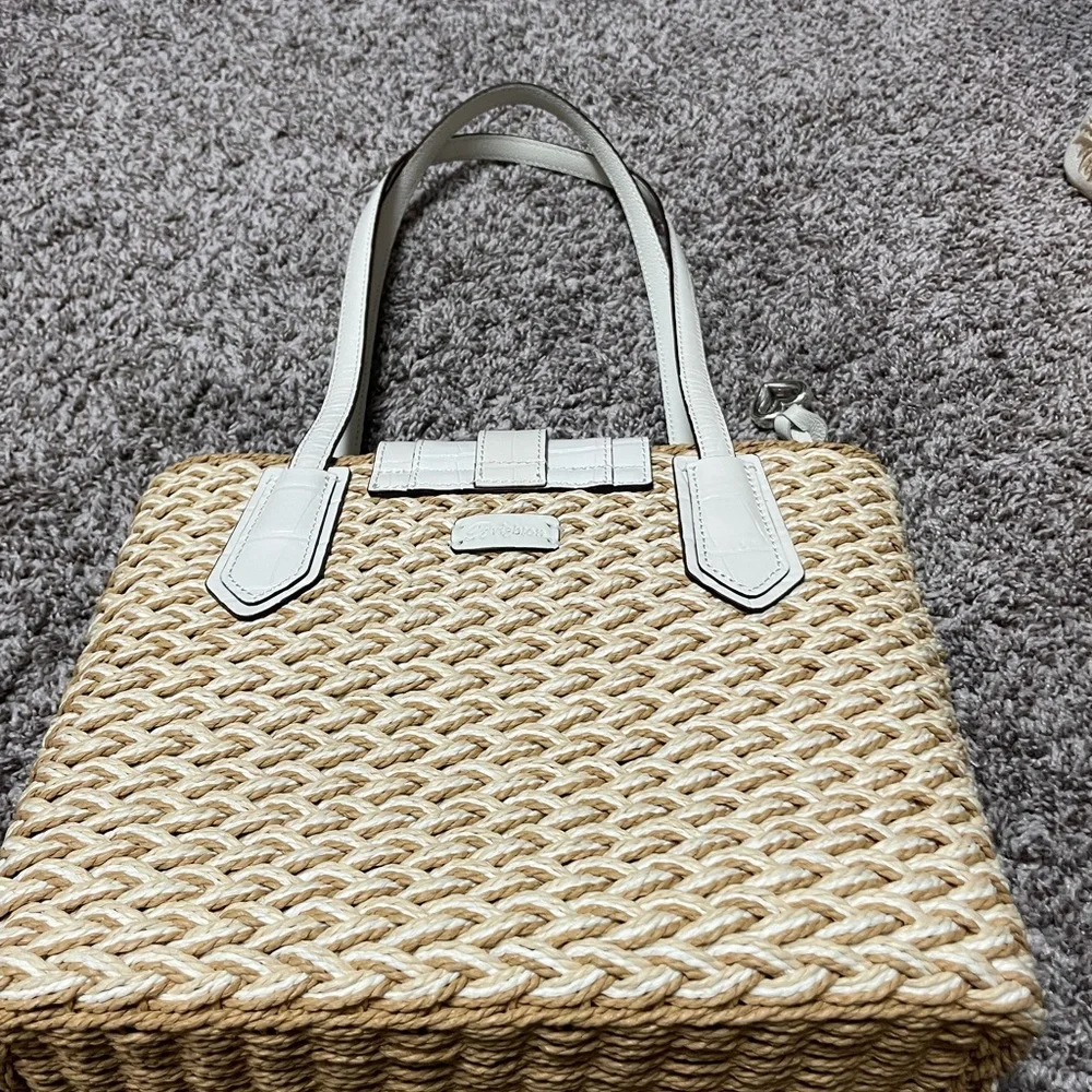 Brighton Straw Shoulder Bag with White Accents - Picture 8 of 9